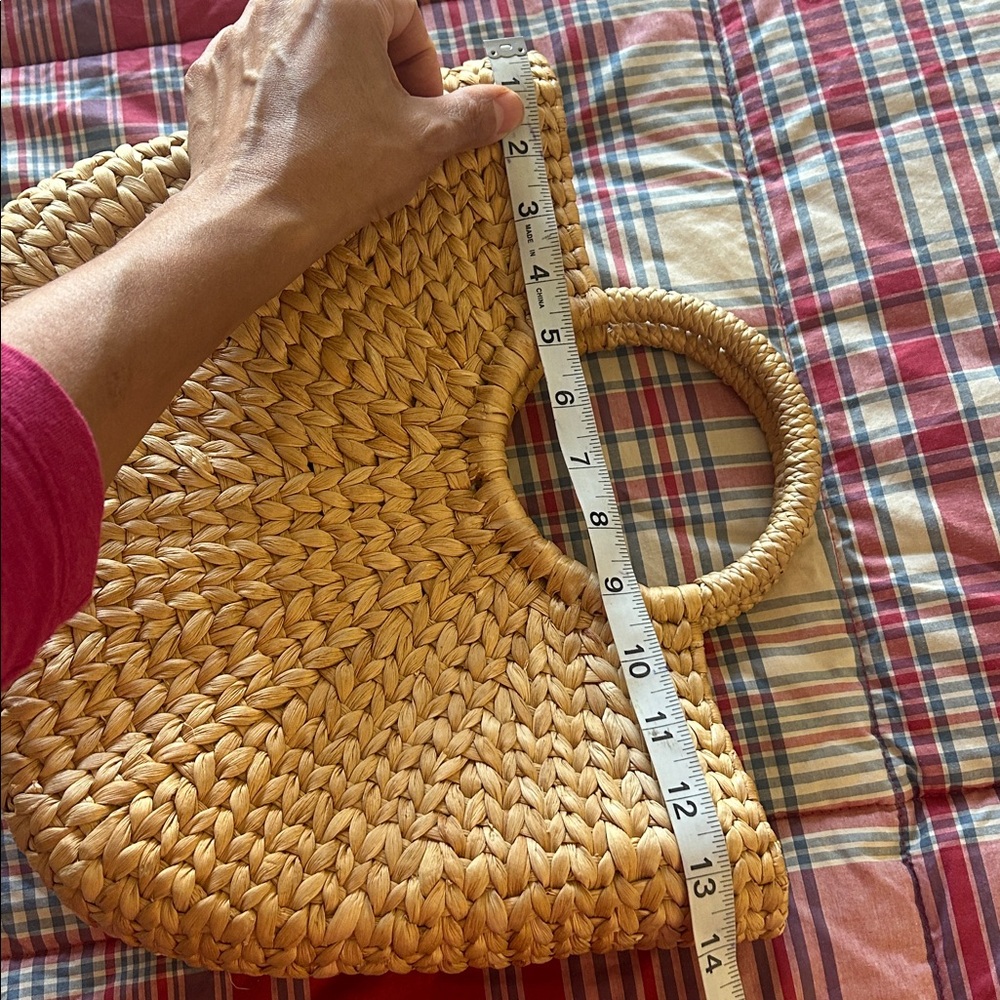 Woven Round-Handle Straw Tote Bag in Natural - Picture 10 of 11